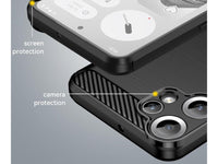 Flexible Handy Schutzhülle mit gebürster Carbon Textur auf der Rückseite für zum Schutz des Nothing CMF Phone 2 Pro  Display und Gehäuse Case in schwarz von Screenguard