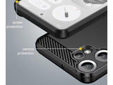 Flexible Handy Schutzhülle mit gebürster Carbon Textur auf der Rückseite für zum Schutz des Nothing CMF Phone 2 Pro  Display und Gehäuse Case in schwarz von Screenguard