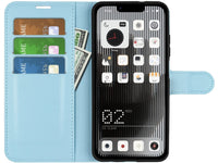 Lederhülle Karten Wallet Ledertasche Etui für Nothing Phone (1) in hellblau von Screenguard