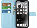 Lederhülle Karten Wallet Ledertasche Etui für Nothing Phone (1) in hellblau von Screenguard