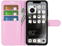 Lederhülle Karten Wallet Ledertasche Etui für Nothing Phone (1) in rosa von Screenguard