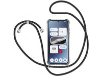 Necklace Handy Hülle mit Kordel Kette schwarz zum Tragen des Nothing Phone (2a) am Körper wie Handtasche Lanyard, stabil mit erhöhten Rändern und Kanten in transparent von Screenguard