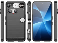 Flexible Handy Schutzhülle mit gebürster Carbon Textur auf der Rückseite für zum Schutz des Nothing Phone (3)  Display und Gehäuse Case in schwarz von Screenguard
