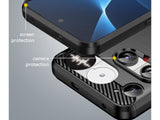 Flexible Handy Schutzhülle mit gebürster Carbon Textur auf der Rückseite für zum Schutz des Nothing Phone (3)  Display und Gehäuse Case in schwarz von Screenguard