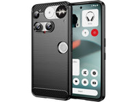 Flexible Handy Schutzhülle mit gebürster Carbon Textur auf der Rückseite für zum Schutz des Nothing Phone (3)  Display und Gehäuse Case in schwarz von Screenguard