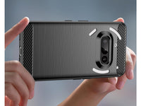 Flexible Handy Schutzhülle mit gebürster Carbon Textur auf der Rückseite für zum Schutz des Nothing Phone (3a)  Display und Gehäuse Case in schwarz von Screenguard