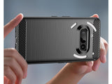 Flexible Handy Schutzhülle mit gebürster Carbon Textur auf der Rückseite für zum Schutz des Nothing Phone (3a)  Display und Gehäuse Case in schwarz von Screenguard