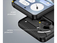 Flexible Handy Schutzhülle mit gebürster Carbon Textur auf der Rückseite für zum Schutz des Nothing Phone (3a)  Display und Gehäuse Case in schwarz von Screenguard