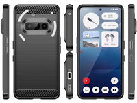 Flexible Handy Schutzhülle mit gebürster Carbon Textur auf der Rückseite für zum Schutz des Nothing Phone (3a)  Display und Gehäuse Case in schwarz von Screenguard