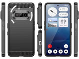 Flexible Handy Schutzhülle mit gebürster Carbon Textur auf der Rückseite für zum Schutz des Nothing Phone (3a)  Display und Gehäuse Case in schwarz von Screenguard