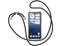 Necklace Handy Hülle mit Kordel Kette schwarz zum Tragen des Nothing Phone (3a) am Körper wie Handtasche Lanyard, stabil mit erhöhten Rändern und Kanten in transparent von Screenguard