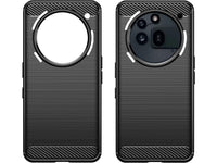 Flexible Handy Schutzhülle mit gebürster Carbon Textur auf der Rückseite für zum Schutz des Nothing Phone (3a) Pro  Display und Gehäuse Case in schwarz von Screenguard