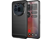 Flexible Handy Schutzhülle mit gebürster Carbon Textur auf der Rückseite für zum Schutz des Nothing Phone (3a) Pro  Display und Gehäuse Case in schwarz von Screenguard