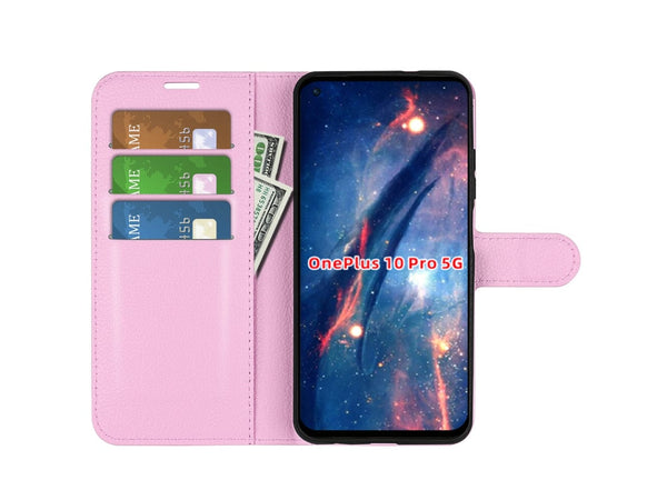 Lederhülle Portemonnaie Karten Ledertasche für OnePlus 10 Pro in rosa von Screenguard