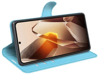 Lederhülle Karten Wallet Ledertasche Etui für OnePlus 13 in hellblau von Screenguard