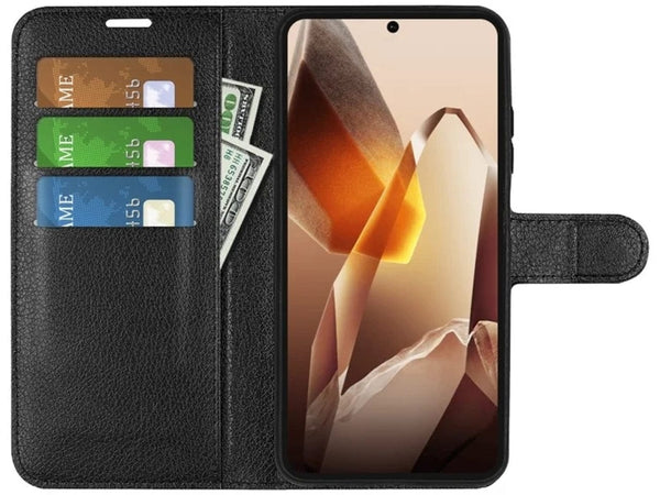 Lederhülle Portemonnaie Karten Ledertasche für OnePlus 13 in schwarz von Screenguard