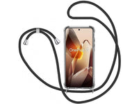 Necklace Handy Hülle mit Kordel Kette schwarz zum Tragen des OnePlus 13 am Körper wie Handtasche Lanyard, stabil mit erhöhten Rändern und Kanten in transparent von Screenguard