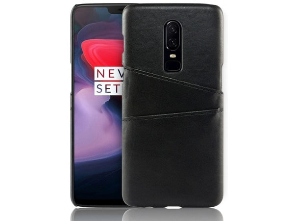 CardCaddy Leder Backcase mit Kartenfächern für OnePlus 6T in schwarz von Screenguard