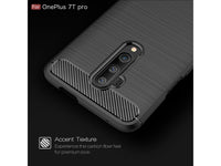 Flexible Handy Schutzhülle mit gebürster Carbon Textur auf der Rückseite für zum Schutz des OnePlus 7T Pro  Display und Gehäuse Case in schwarz von Screenguard