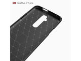 Flexible Handy Schutzhülle mit gebürster Carbon Textur auf der Rückseite für zum Schutz des OnePlus 7T Pro  Display und Gehäuse Case in schwarz von Screenguard