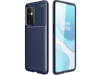 Hochwertig stabile Soft TPU Smartphone Handy Hülle im Carbon Design für OnePlus 9 zum Schutz des Display und Gehäuse Cover in blau von Screenguard