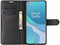 Lederhülle Karten Wallet Ledertasche Etui für OnePlus 9 in schwarz von Screenguard