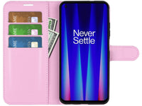 Lederhülle Karten Wallet Ledertasche Etui für OnePlus Nord CE 2 5G in rosa von Screenguard