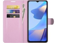 Lederhülle Karten Wallet Ledertasche Etui für Oppo A16 in rosa von Screenguard