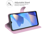 Lederhülle Karten Wallet Ledertasche Etui für Oppo A16 in rosa von Screenguard