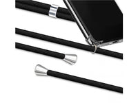 Necklace Handy Hülle mit Kordel Kette schwarz zum Tragen des Oppo A16s am Körper wie Handtasche Lanyard, stabil mit erhöhten Rändern und Kanten in transparent von Screenguard