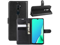 Lederhülle Portemonnaie Karten Ledertasche für Oppo A5 2020 in schwarz von Screenguard