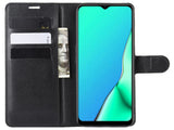 Lederhülle Karten Wallet Ledertasche Etui für Oppo A5 2020 in schwarz von Screenguard