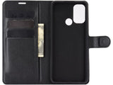 Lederhülle Karten Wallet Ledertasche Etui für Oppo A53s 4G in schwarz von Screenguard