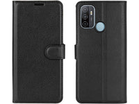 Lederhülle Karten Wallet Ledertasche Etui für Oppo A53s 4G in schwarz von Screenguard