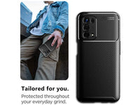 Hochwertig stabile Soft TPU Smartphone Handy Hülle im Carbon Design für Oppo A54 5G zum Schutz des Display und Gehäuse Cover in schwarz von Screenguard