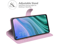 Lederhülle Karten Wallet Ledertasche Etui für Oppo A54 5G in rosa von Screenguard