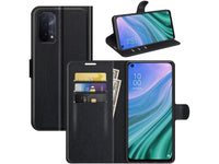 Lederhülle Portemonnaie Karten Ledertasche für Oppo A54 5G in schwarz von Screenguard