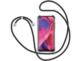 Necklace Handy Hülle mit Kordel Kette schwarz zum Tragen des Oppo A54 5G am Körper wie Handtasche Lanyard, stabil mit erhöhten Rändern und Kanten in transparent von Screenguard