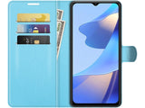 Lederhülle Karten Wallet Ledertasche Etui für Oppo A54s in hellblau von Screenguard