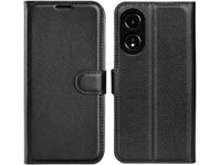 Lederhülle Karten Wallet Ledertasche Etui für Oppo A58 4G in schwarz von Screenguard