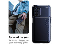 Hochwertig stabile Soft TPU Smartphone Handy Hülle im Carbon Design für Oppo A74 5G zum Schutz des Display und Gehäuse Cover in blau von Screenguard