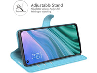 Lederhülle Karten Wallet Ledertasche Etui für Oppo A74 5G in hellblau von Screenguard