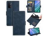 Veganes Flip Case Leder Etui Hülle mit Karten Fächer und Sichtfenster für Oppo A74 5G in dunkelblau von Screenguard