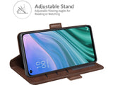 Veganes Flip Case Leder Etui Hülle mit Karten Fächer und Sichtfenster für Oppo A74 5G in mokka von Screenguard