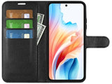 Lederhülle Portemonnaie Karten Ledertasche für Oppo A79 5G in schwarz von Screenguard