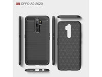 Flexible Handy Schutzhülle mit gebürster Carbon Textur auf der Rückseite für zum Schutz des Oppo A9 2020  Display und Gehäuse Case in schwarz von Screenguard