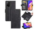 Veganes Flip Case Leder Etui Hülle mit Karten Fächer und Sichtfenster für Oppo A94 5G in schwarz von Screenguard