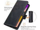 Veganes Flip Case Leder Etui Hülle mit Karten Fächer und Sichtfenster für Oppo A94 5G in schwarz von Screenguard