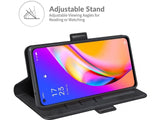 Veganes Flip Case Leder Etui Hülle mit Karten Fächer und Sichtfenster für Oppo A94 5G in schwarz von Screenguard