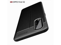 Soft TPU Case mit Design aus feinem veganen Leder für Oppo Find X2 stabil mit erhöhten Rändern und Kanten in blau von Screenguard